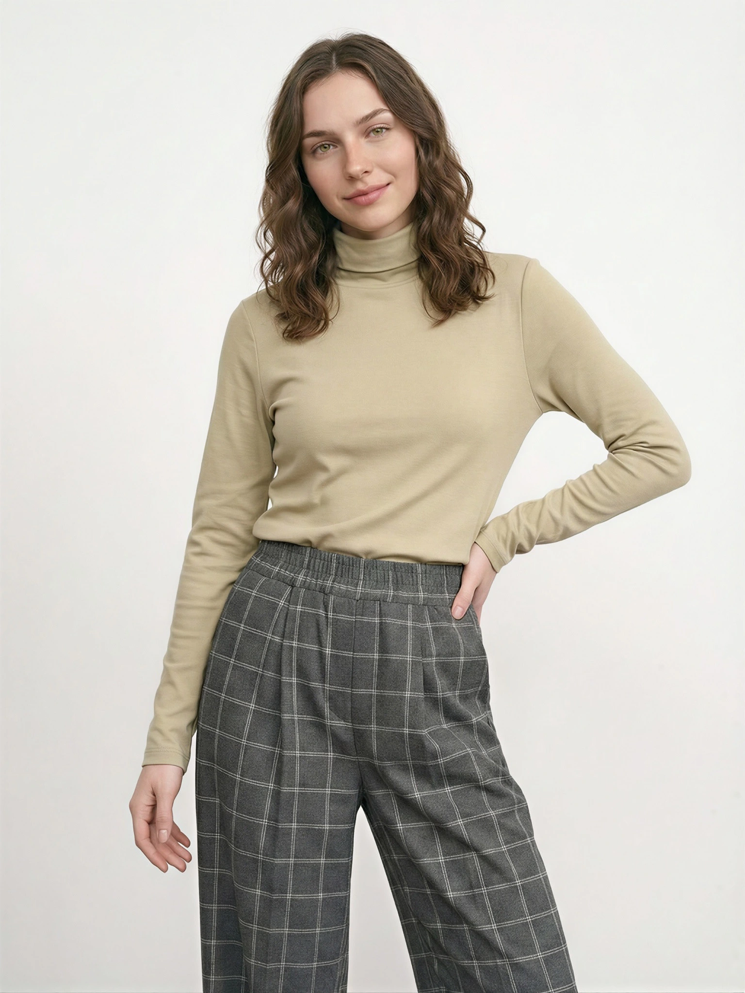 Водолазка оливкового цвета из смесового хлопка